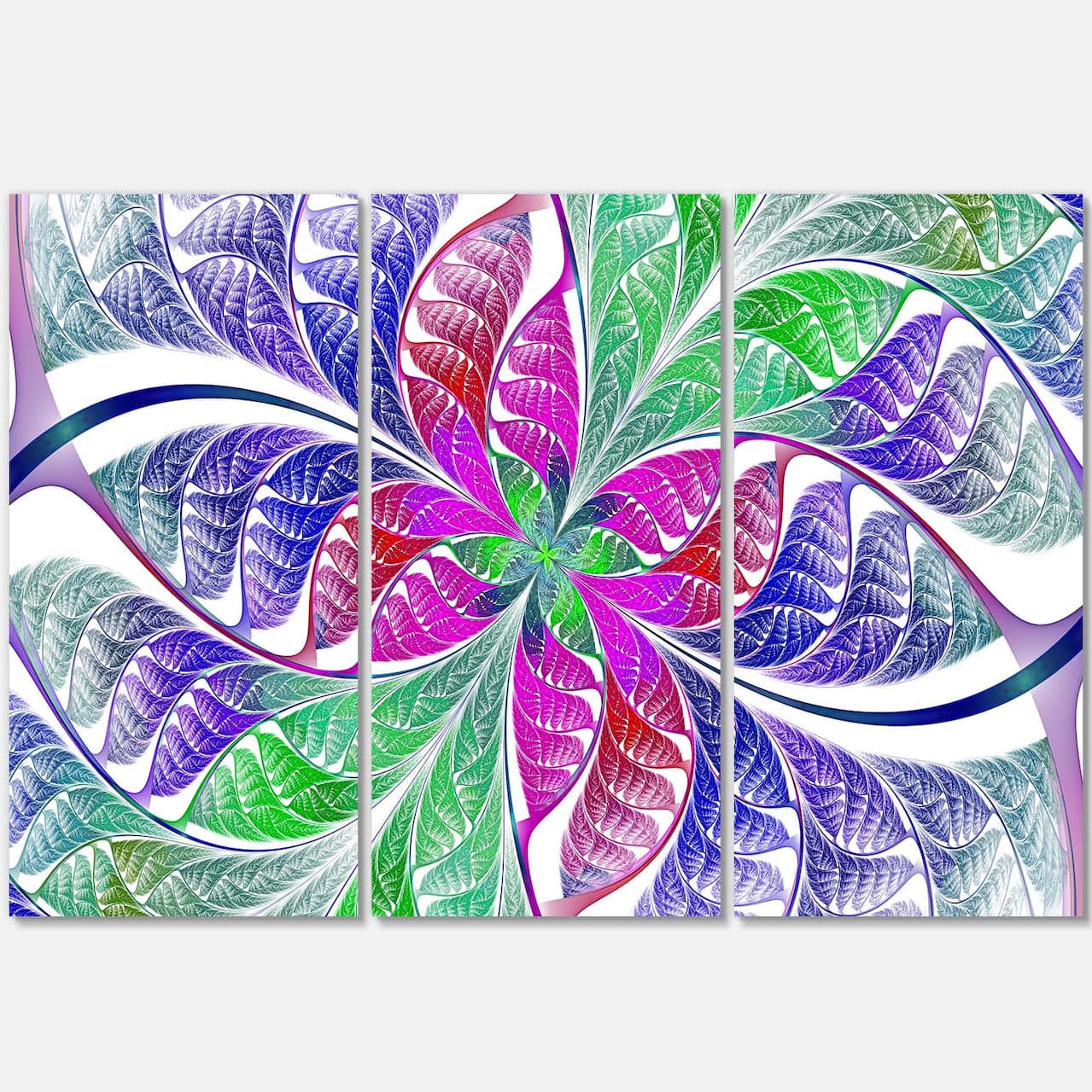 Designart - Flower like Fractal Stained Glass - Abstract Wall Art Canvas